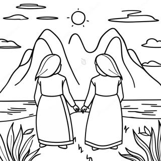 Three Sisters Nature Scene Coloring Page 67403-54038