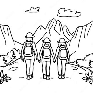 Three Sisters Hiking Adventure Coloring Page 67404-54043