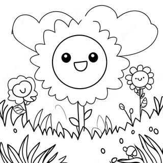 Kawaii Flower Garden Coloring Page 67413-54055