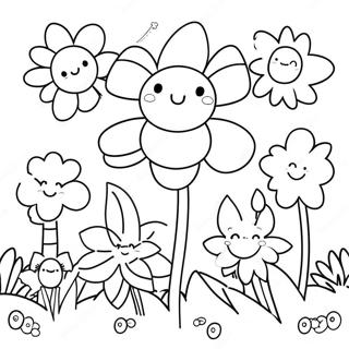 Kawaii Flower Garden Coloring Page 67413-54056