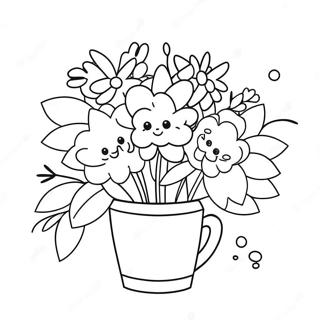 Kawaii Flower Coloring Pages