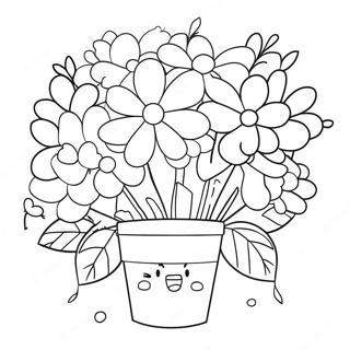 Cute Kawaii Flower Bouquet Coloring Page 67414-54046