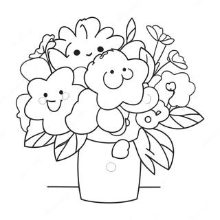 Cute Kawaii Flower Bouquet Coloring Page 67414-54048