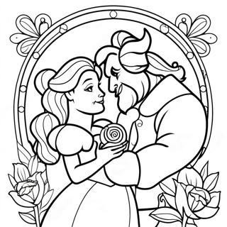 Stained Glass Beauty And The Beast Coloring Page 67473-54090