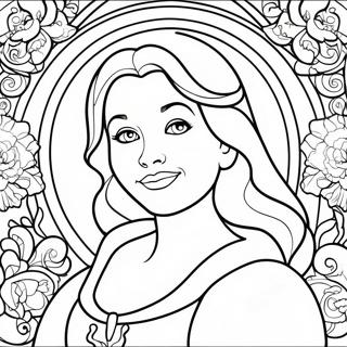 Enchanting Belle In Stained Glass Coloring Page 67474-54098