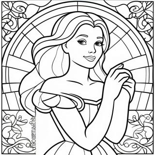 Enchanting Belle In Stained Glass Coloring Page 67474-54099