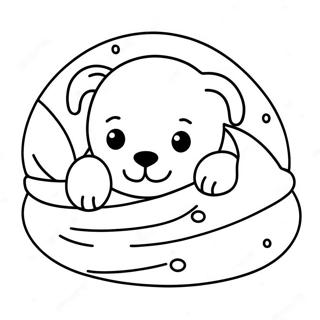 Cute Sleeping Puppy In A Blanket Coloring Page 67554-54157