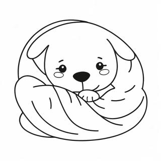 Cute Sleeping Puppy In A Blanket Coloring Page 67554-54158