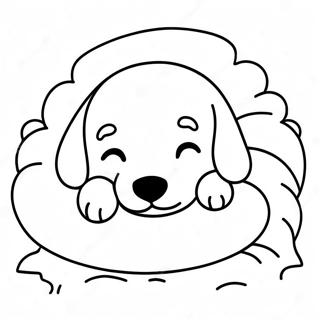 Cute Sleeping Puppy In A Blanket Coloring Page 67554-54160