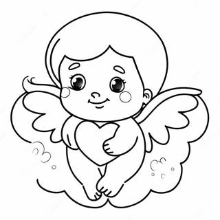 Cute Cherub With Heart Coloring Page 67574-54181