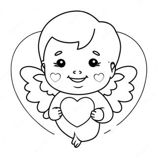 Cute Cherub With Heart Coloring Page 67574-54182