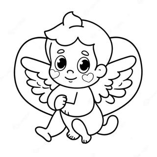 Cute Cherub With Heart Coloring Page 67574-54183