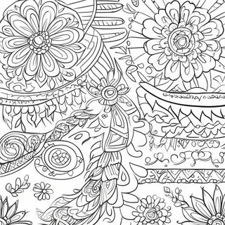 Colorful Mexican Folk Art Patterns Coloring Page 67604-54197