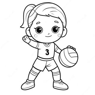 Adorable Volleyball Player Coloring Page 67624-54214