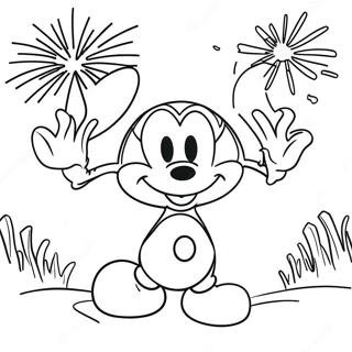 Mickey Mouse With Fireworks Coloring Page 67644-54236