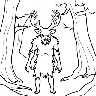 Creepy Wendigo In The Forest Coloring Page 67674-54254