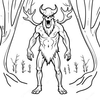 Creepy Wendigo In The Forest Coloring Page 67674-54255