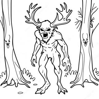 Creepy Wendigo In The Forest Coloring Page 67674-54256