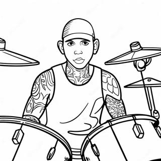 Travis Barker Drumming Coloring Page 67694-54270