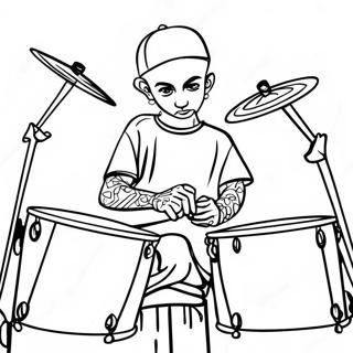 Travis Barker Drumming Coloring Page 67694-54271