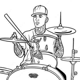 Travis Barker Drumming Coloring Page 67694-54272