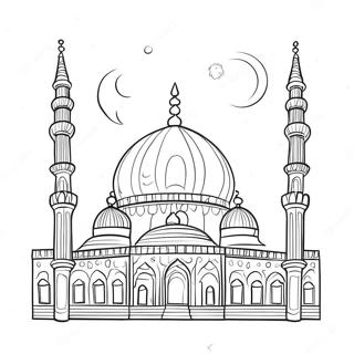 Beautiful Mosque With Minarets Coloring Page 67714-54293