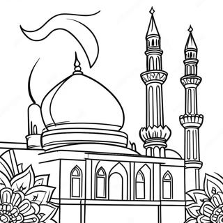 Beautiful Mosque With Minarets Coloring Page 67714-54294