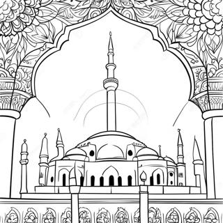 Beautiful Mosque With Minarets Coloring Page 67714-54295