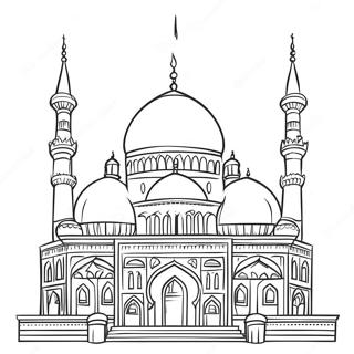 Beautiful Mosque With Minarets Coloring Page 67714-54296