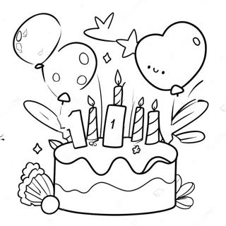 Happy 11th Birthday Celebration Coloring Page 67733-54304