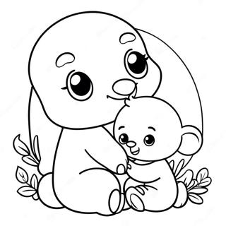 Cute Mom And Baby Animal Coloring Page 67744-54310