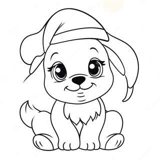 Adorable Christmas Puppy With Santa Hat Coloring Page 67964-54495