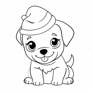 Adorable Christmas Puppy With Santa Hat Coloring Page 67964-54496