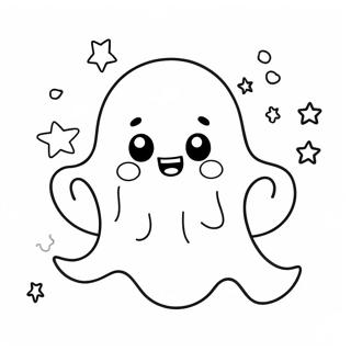 Kawaii Cute Ghost Coloring Page 68033-54542