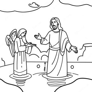 Jesus Baptism Scene Coloring Page 68043-54549