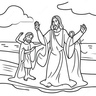 Jesus Baptism Scene Coloring Page 68043-54550