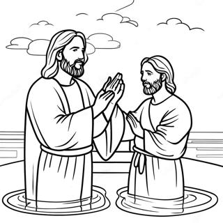 Jesus Baptism Scene Coloring Page 68043-54551