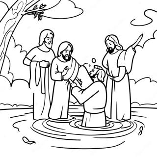 Jesus Baptism Scene Coloring Page 68043-54552