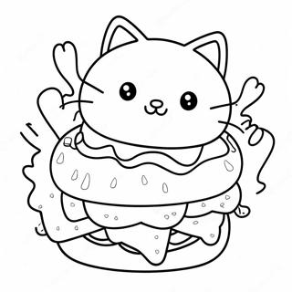 Cute Cat Burger With Cheese Coloring Page 68064-54569