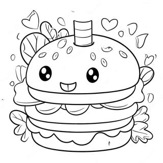 Cute Cat Burger With Cheese Coloring Page 68064-54570