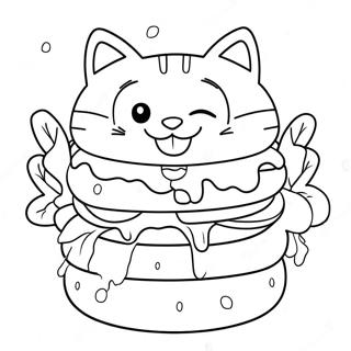 Cute Cat Burger With Cheese Coloring Page 68064-54571