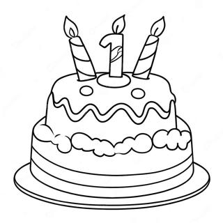 Colorful Happy 12th Birthday Cake Coloring Page 68074-54577