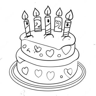 Colorful Happy 12th Birthday Cake Coloring Page 68074-54580