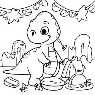 Dinosaur Thanksgiving Feast Coloring Page 68103-54598