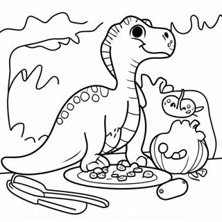 Dinosaur Thanksgiving Feast Coloring Page 68103-54599