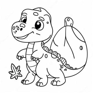 Cute Dinosaur With Pumpkin Coloring Page 68104-54602