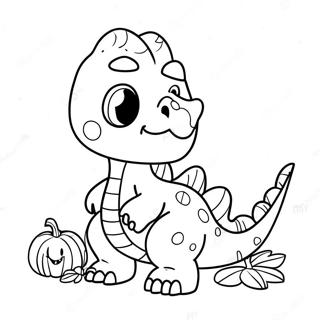 Cute Dinosaur With Pumpkin Coloring Page 68104-54603