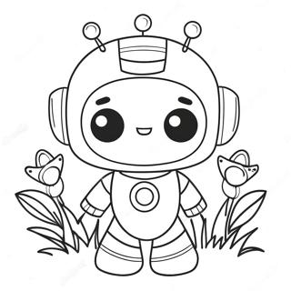 Cute Girl Robot With Flowers Coloring Page 68124-54617