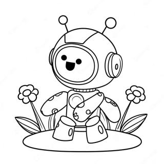 Cute Girl Robot With Flowers Coloring Page 68124-54619