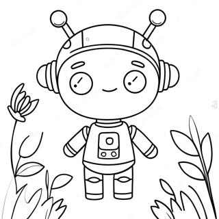 Cute Girl Robot With Flowers Coloring Page 68124-54620